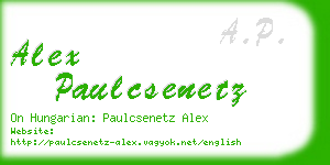 alex paulcsenetz business card